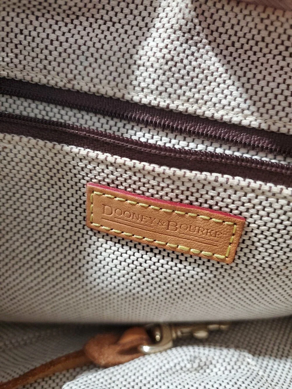 Dooney & Bourke Tan Logo Canvas Duffel with Leather Trim